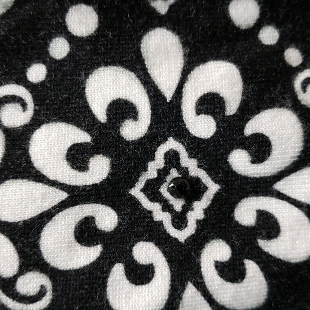 Alfred Dunner S Petite black white Embellished Cardigan 3/4 Sleeves rayon nylon - Picture 5 of 9